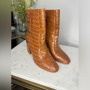 Chinese Laundry Katarina Booties Cognac Croc Pattern | size 7